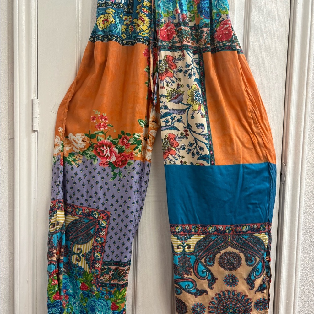 Feathers by Tolani Multicolor Floral Patchwork Pants